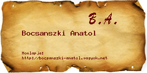 Bocsanszki Anatol névjegykártya